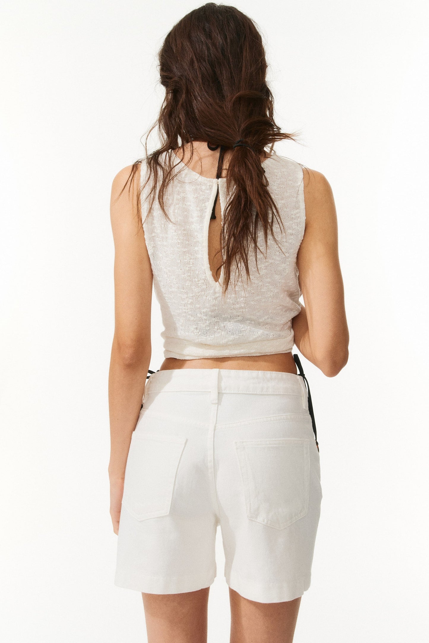 Ultra High Denim Shorts In White