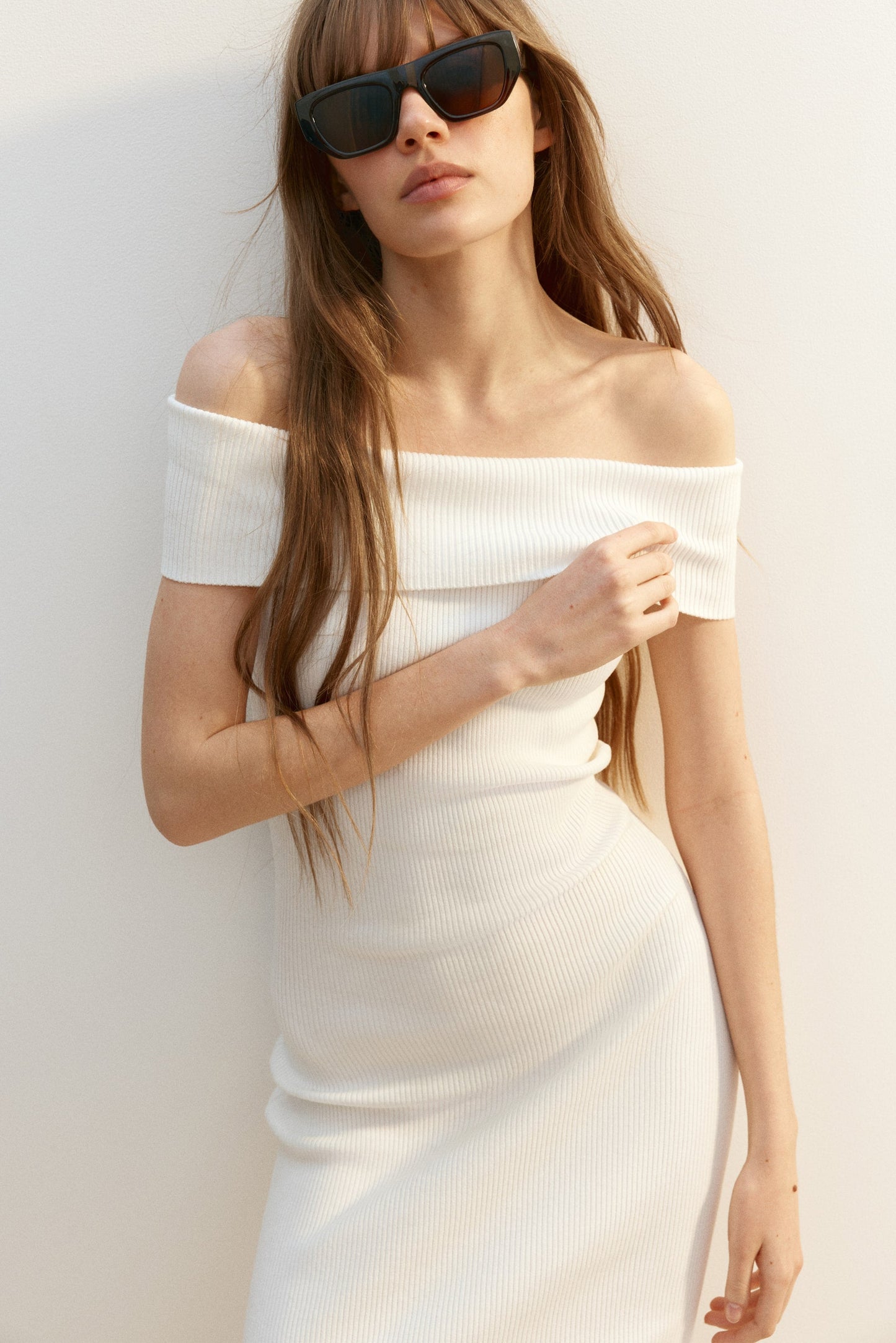Ribbed Off-The-Shoulder Dress