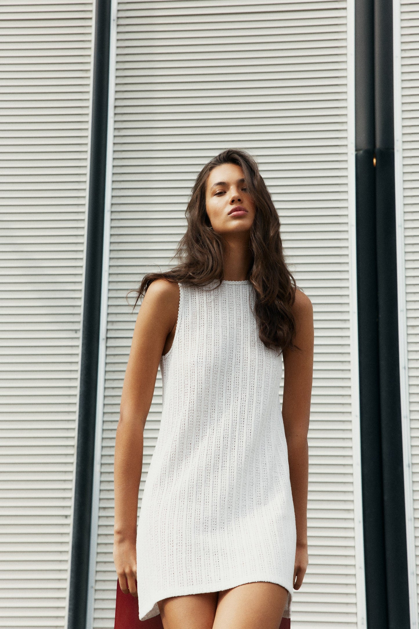 Ivey Textured Knit Dress In White