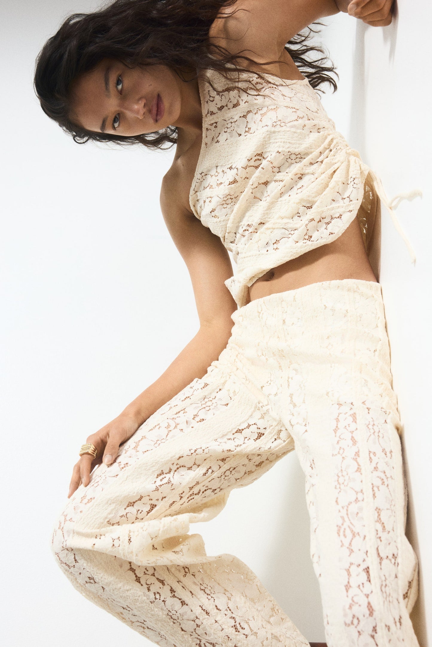 Lace Co-Ord Set In Cream