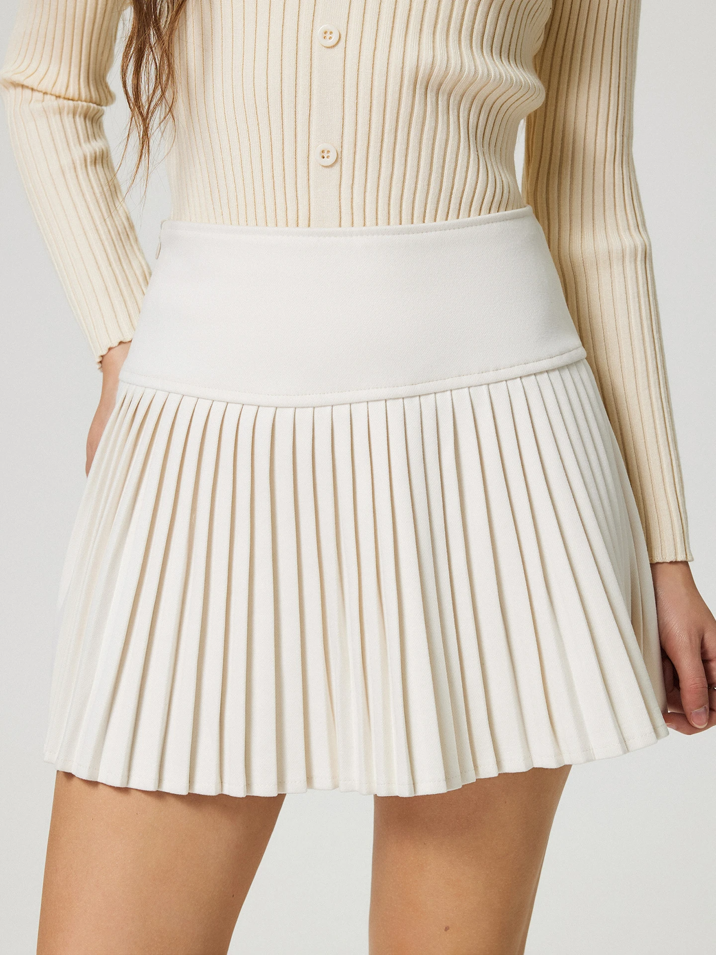 Off White Pleated Skirt