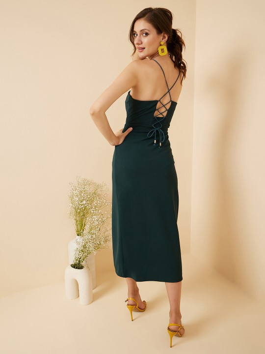 Square-Neck Strappy A-Line Dress