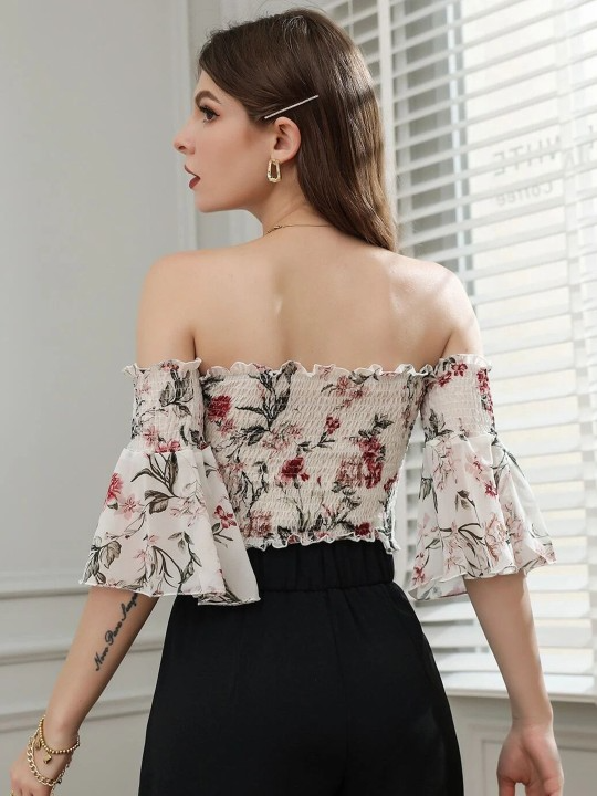 Off-Shoulder Smocked Top