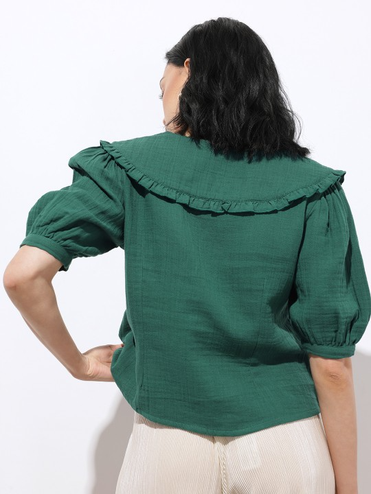 Frilled Collar Shirt Top