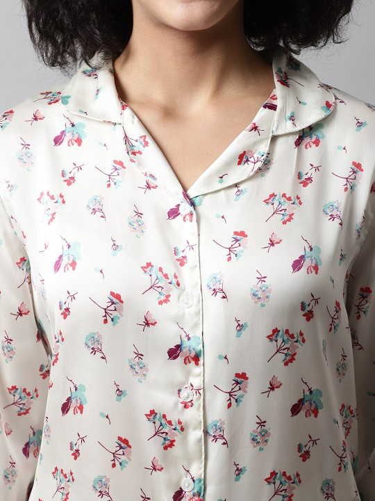 Printed Satin Night Suit