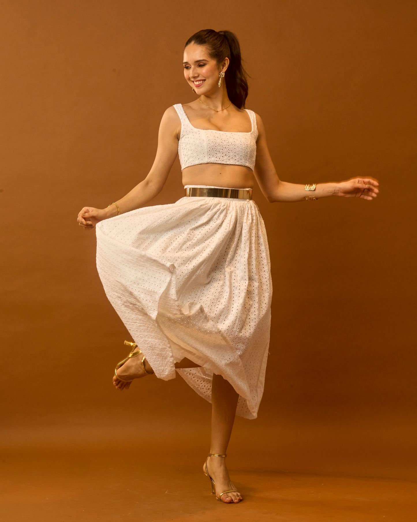 Moon Crop Top And Skirt Co-Ord Set
