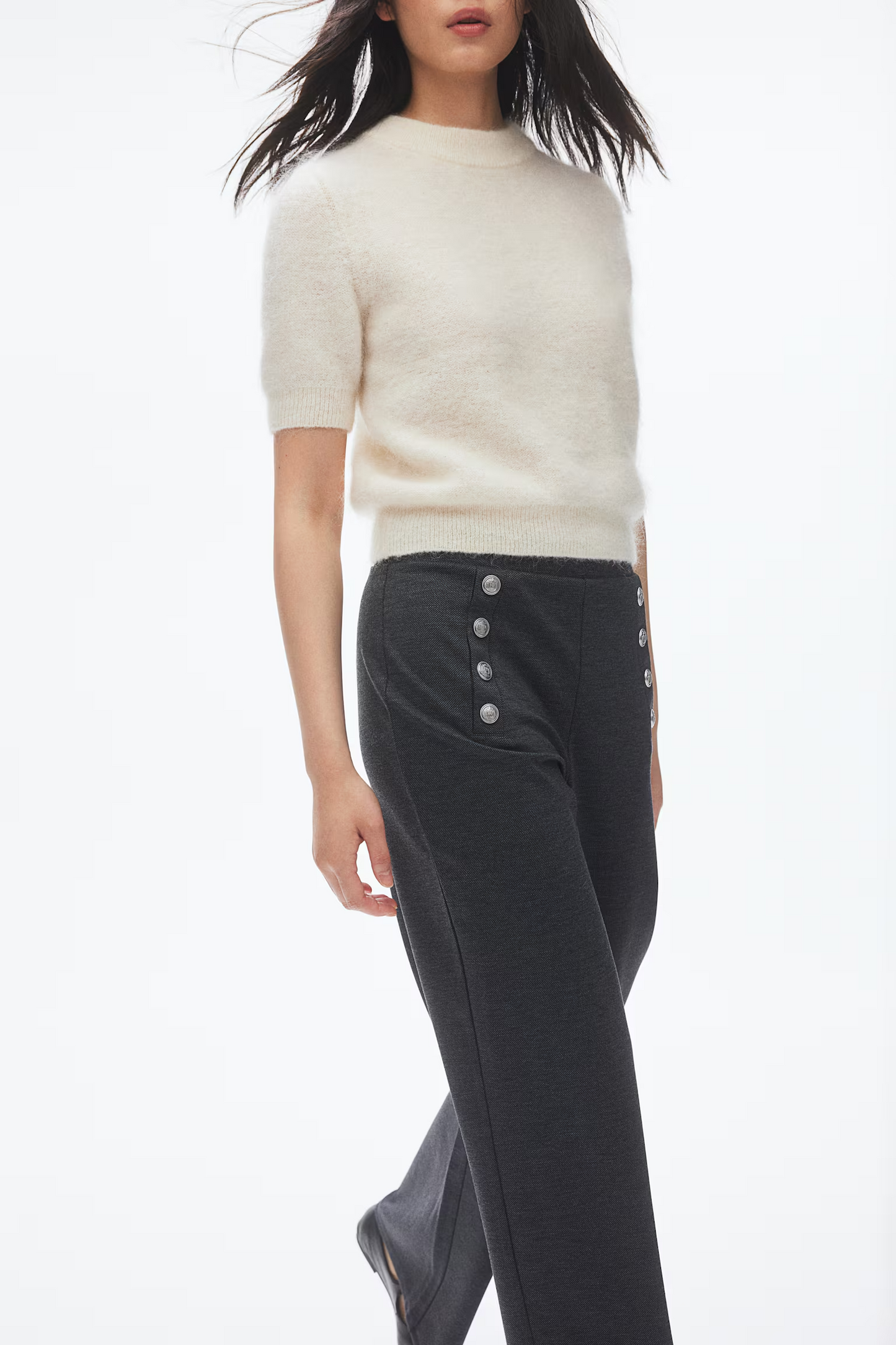 Button-Front Trousers In Grey