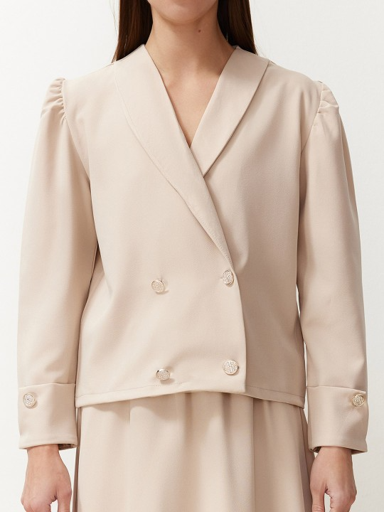 Double-Breasted Blazer & Midi Skirt Co-Ord Set