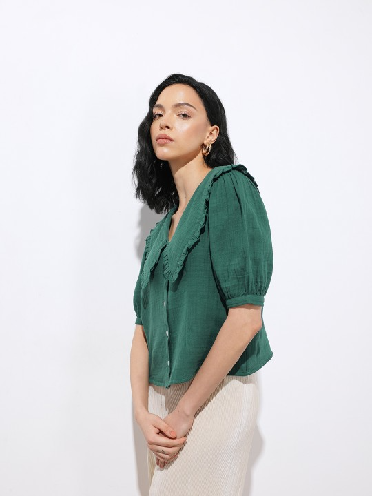 Frilled Collar Shirt Top