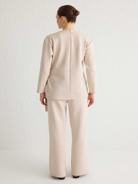 Round Neck Sweatshirt And Trouser Co-Ord Set