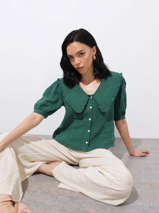 Frilled Collar Shirt Top