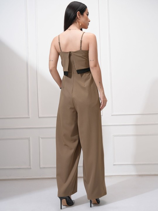 Colorblocked Wide Leg Jumpsuit