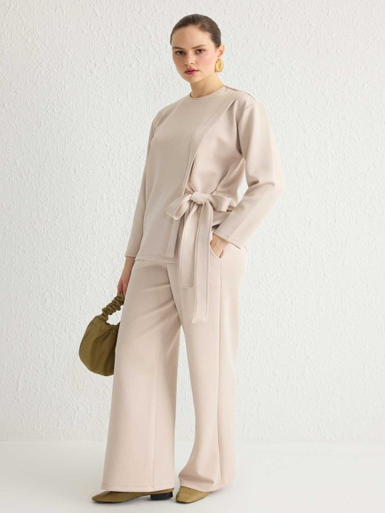 Round Neck Sweatshirt And Trouser Co-Ord Set