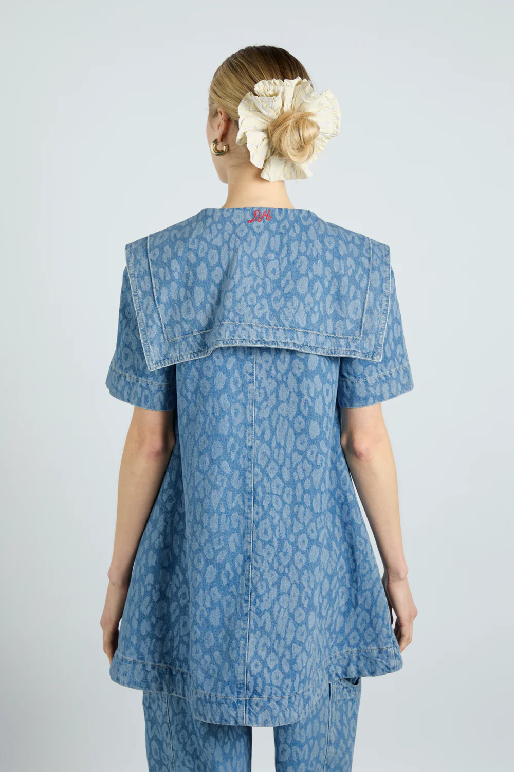 Leopard Laser Denim Dress And Pants Co-Ord Set