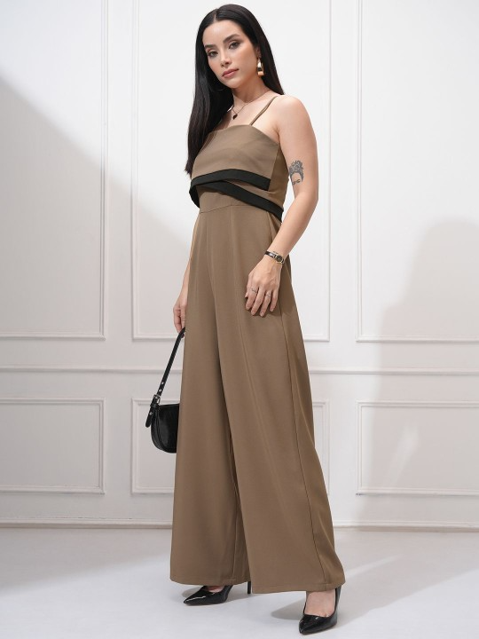 Colorblocked Wide Leg Jumpsuit