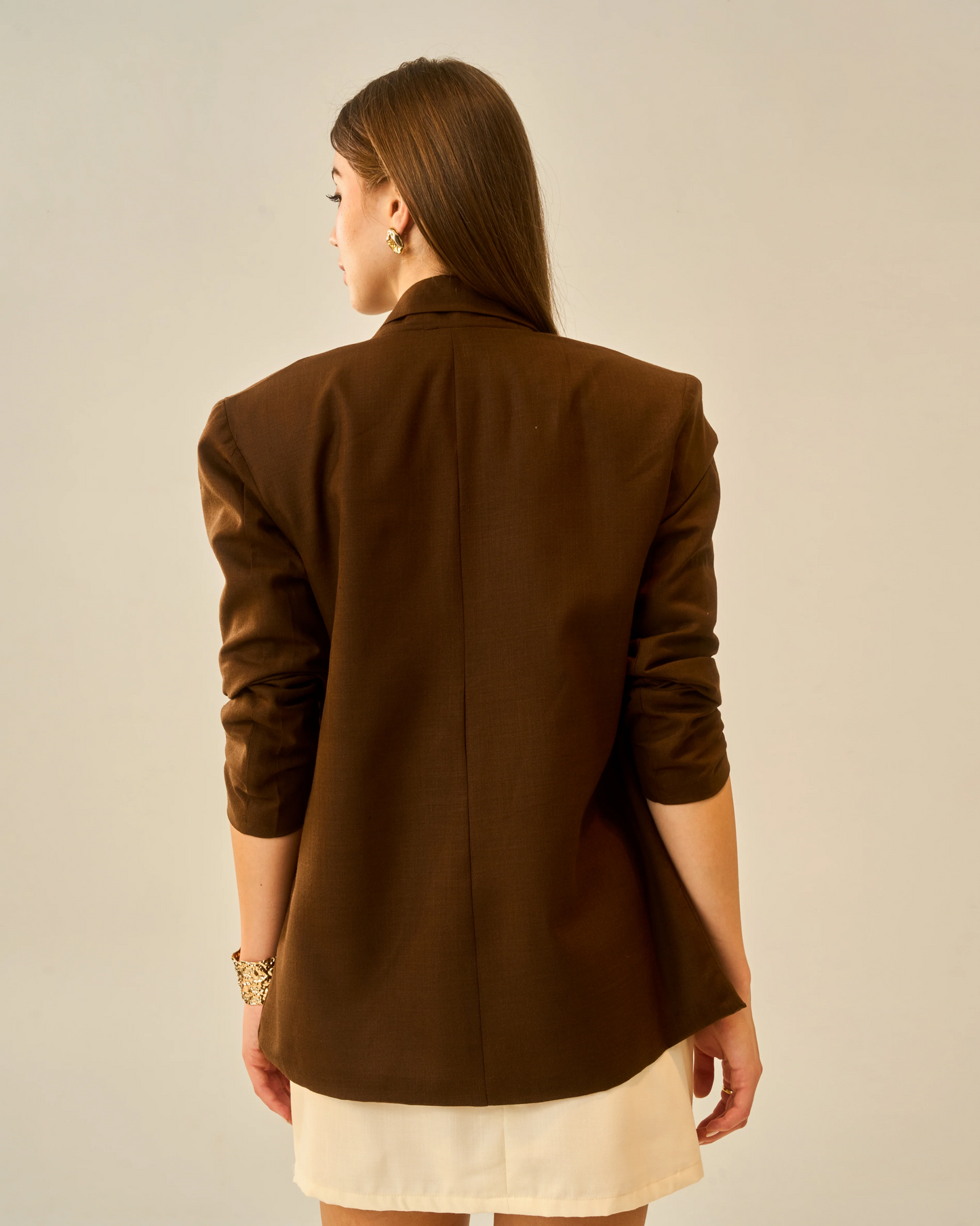 Moon Rich Espresso Brown Double Breasted Blazer