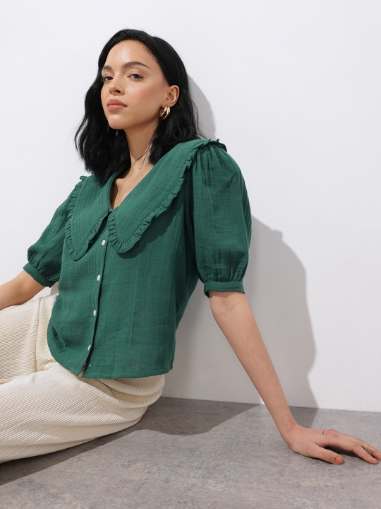 Frilled Collar Shirt Top