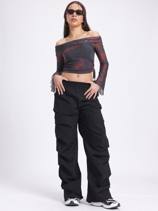 OG Dyes Off-Shoulder Mesh Crop Top