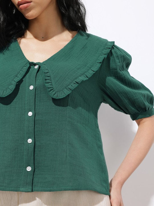 Frilled Collar Shirt Top