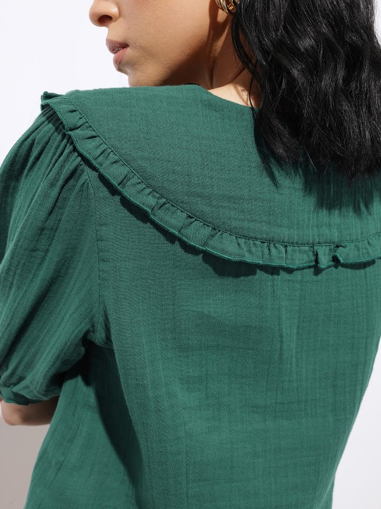 Frilled Collar Shirt Top