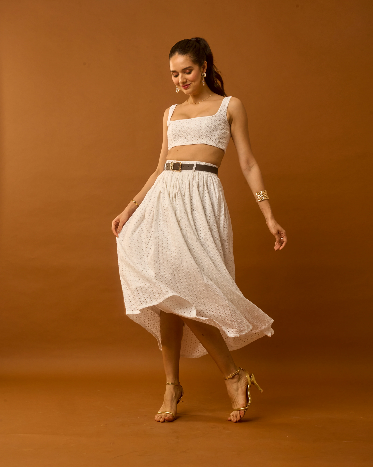 Moon Crop Top And Skirt Co-Ord Set