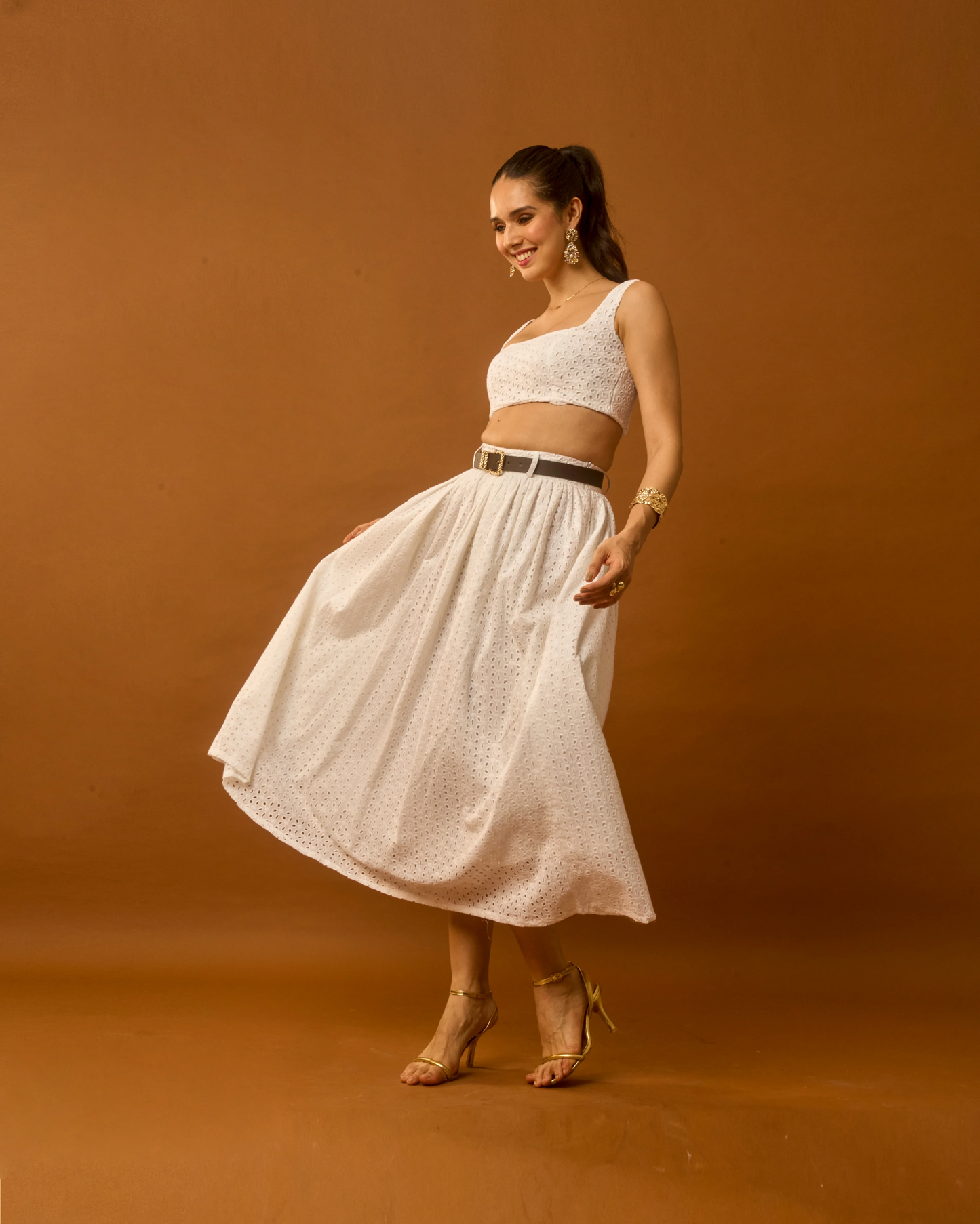 Moon Crop Top And Skirt Co-Ord Set