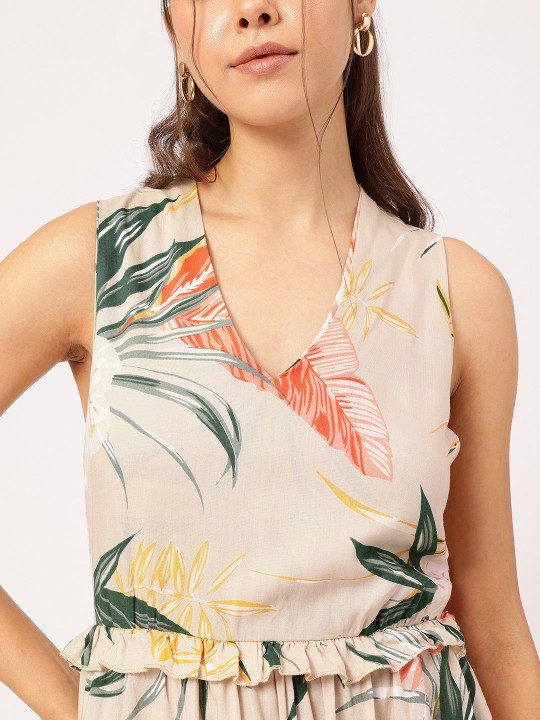 Paradise Printed Styled Back Ruffled Dress