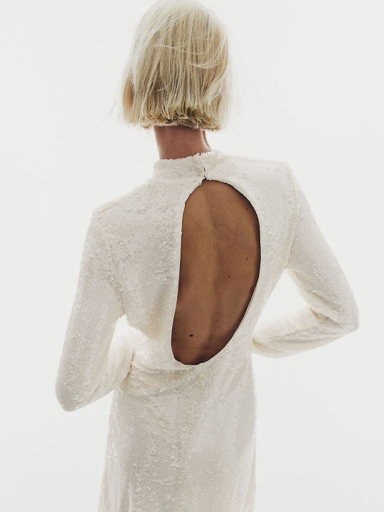 Sequined High Neck A - Line Dress