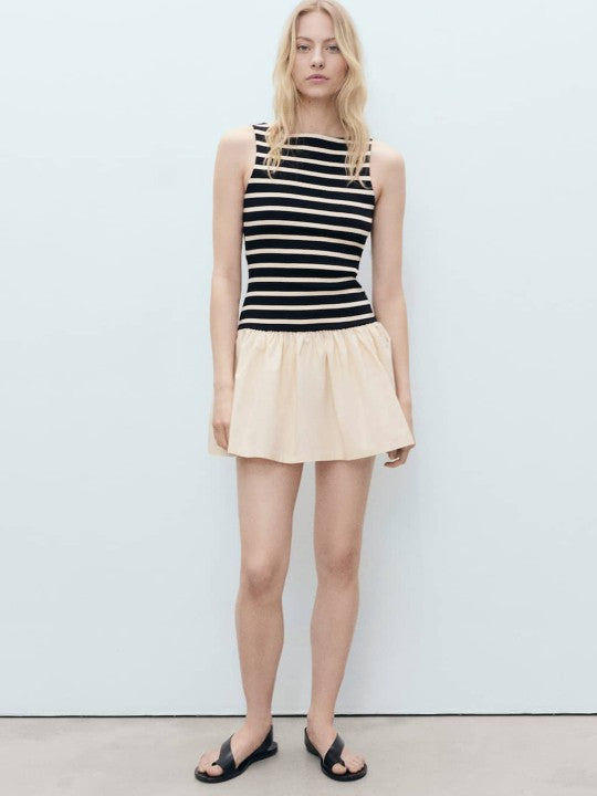 Striped Drop-Waist Mini Dress