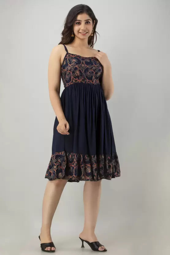 Quinn Floral Print Viscose A-line Dress