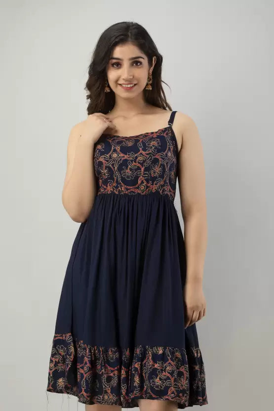 Quinn Floral Print Viscose A-line Dress