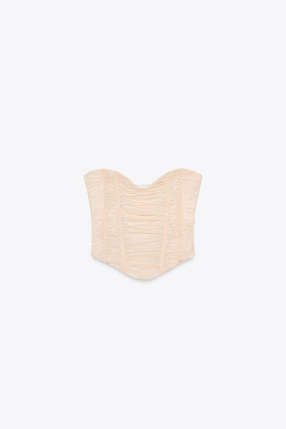 Gathered Tulle Corset Top