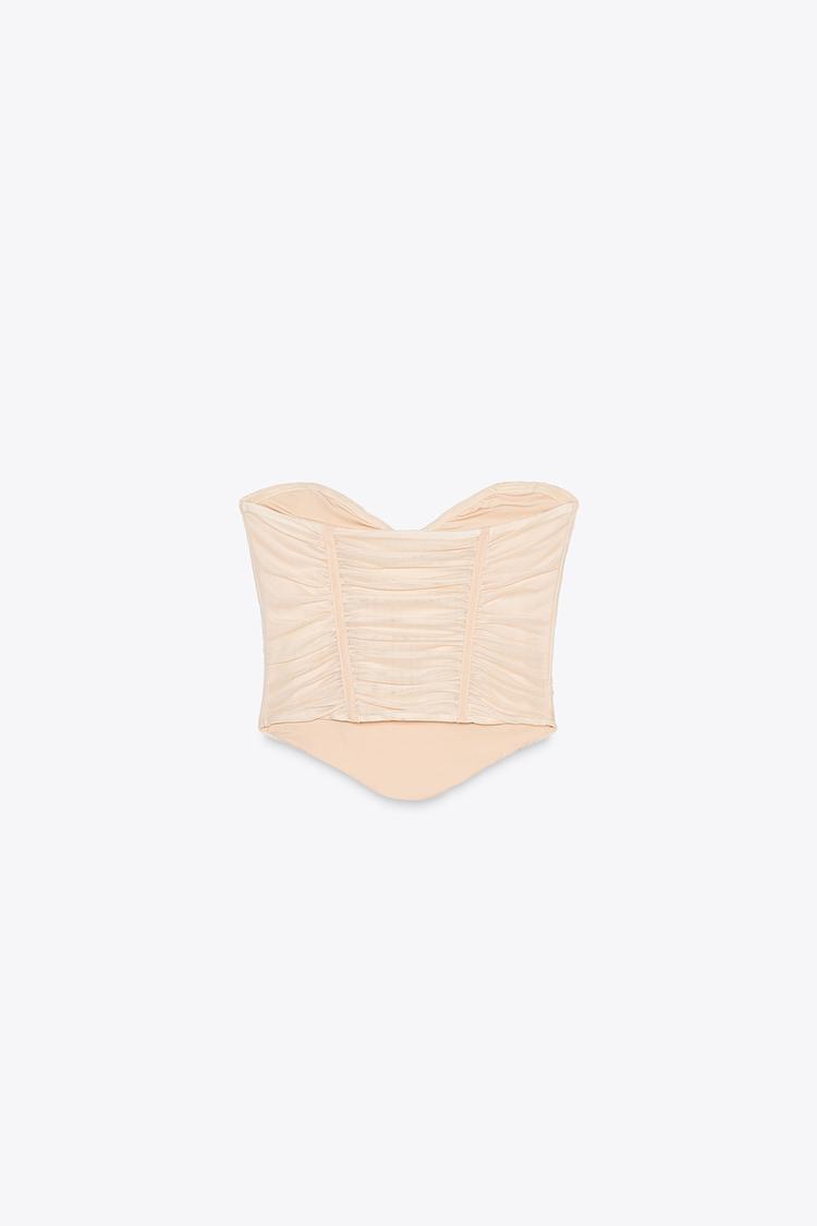 Gathered Tulle Corset Top