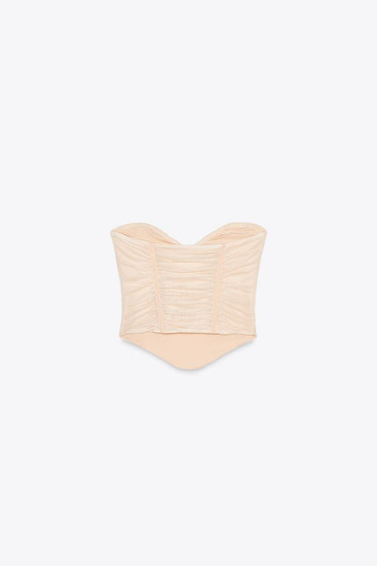 Gathered Tulle Corset Top