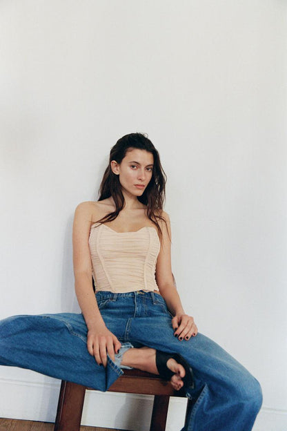 Gathered Tulle Corset Top
