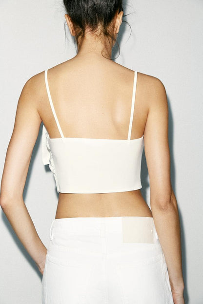 Kora Bow Crop Top In White