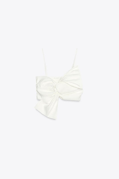 Kora Bow Crop Top In White