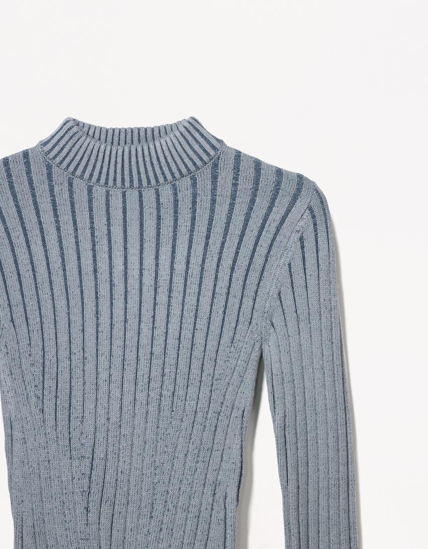 High Neck Ribbed Sweater