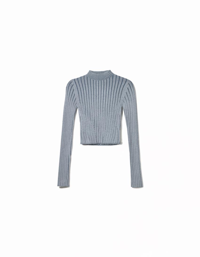 High Neck Ribbed Sweater