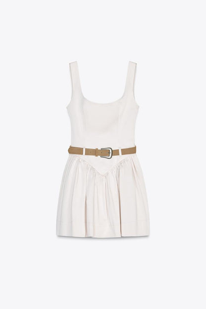 Fitted Short Dress With Belt