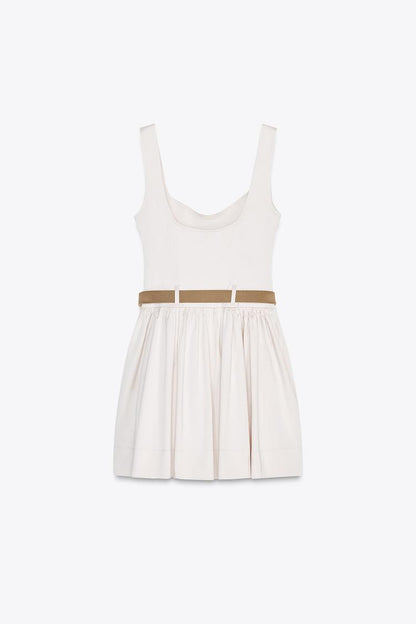 Fitted Short Dress With Belt