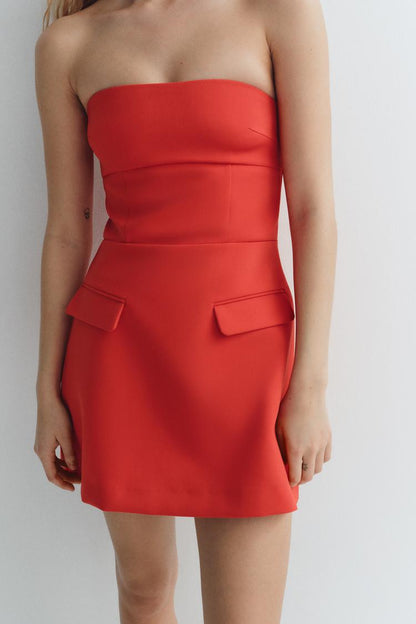 Strapless Dress With Lapels