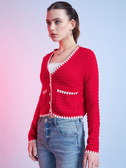 Eloise V-Neck Acrylic Cardigan Sweater