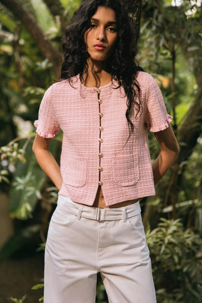 Ruffled Summer Top In Pink