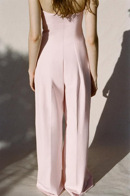 Pink Strapless Jumpsuit