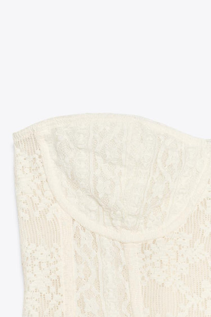 Cream Lace Corset Top