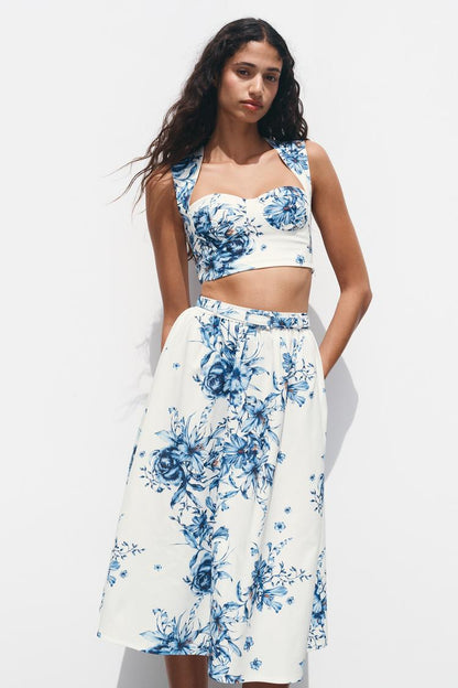 Floral Top And Skirt Co-Ord Set