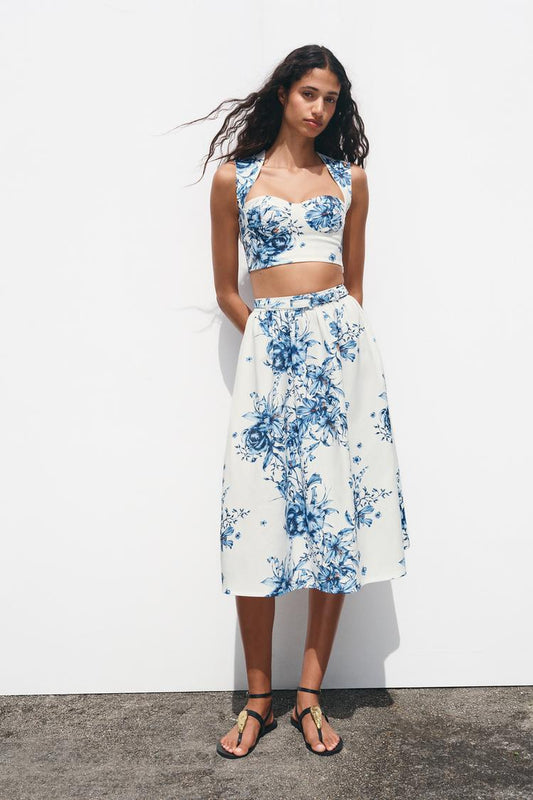 Floral Top And Skirt Co-Ord Set