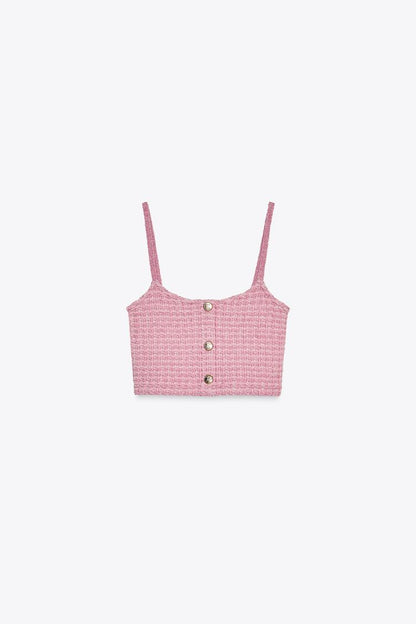 Pink Stretch Top And Skirt Co-Ord Set