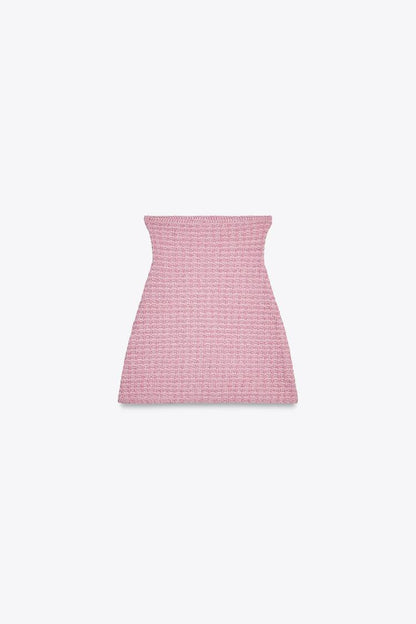 Pink Stretch Top And Skirt Co-Ord Set